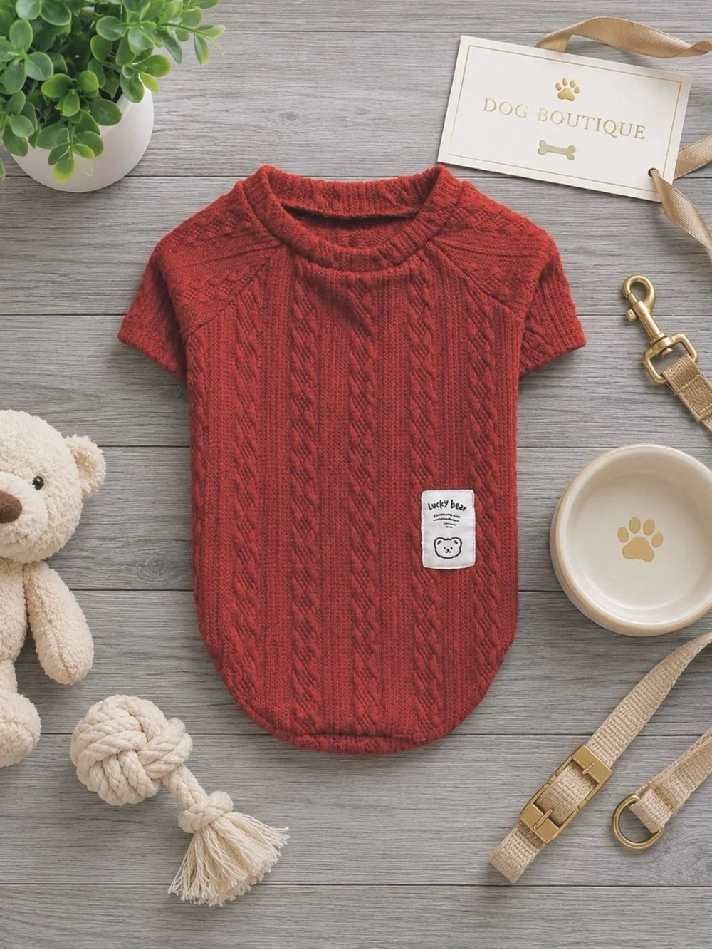 Knit Dog Sweater | Soft Rust Cable Knit Dog Shirt Size: Medium | New